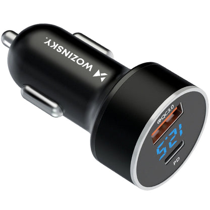 Nabíjačka do auta WZK WDCCAC, 36 W, 3A, 1 x USB-A - 1 x USB-C, čierna 