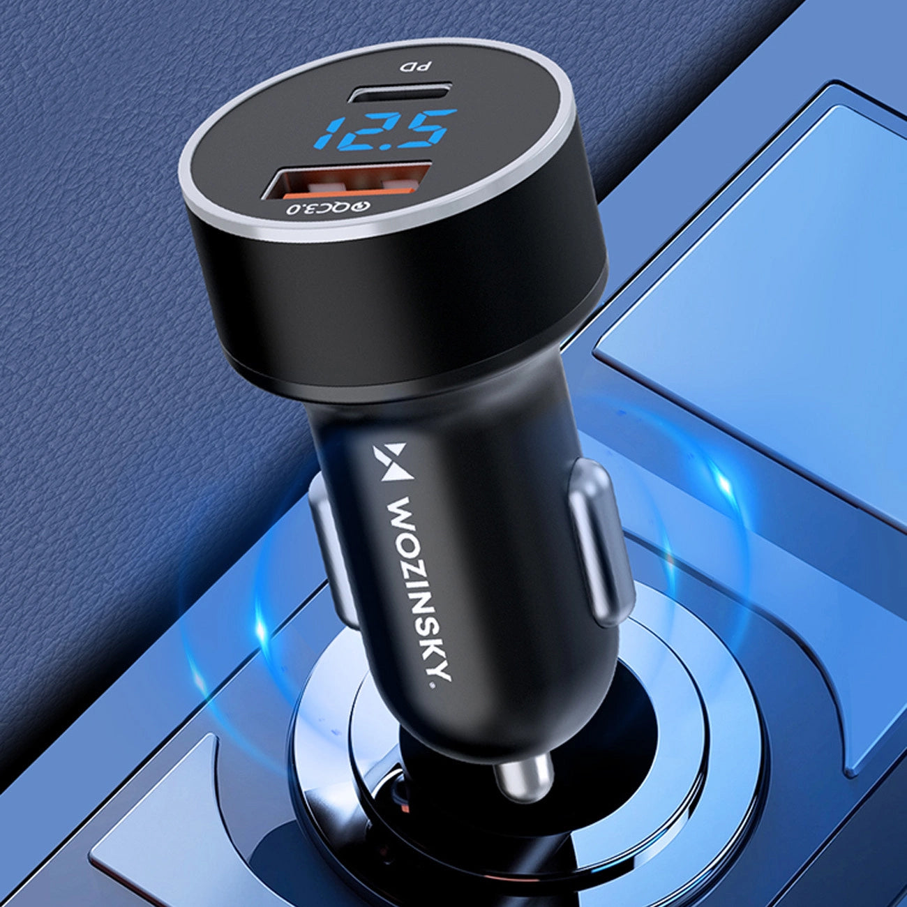 Nabíjačka do auta WZK WDCCAC, 36 W, 3A, 1 x USB-A - 1 x USB-C, čierna 