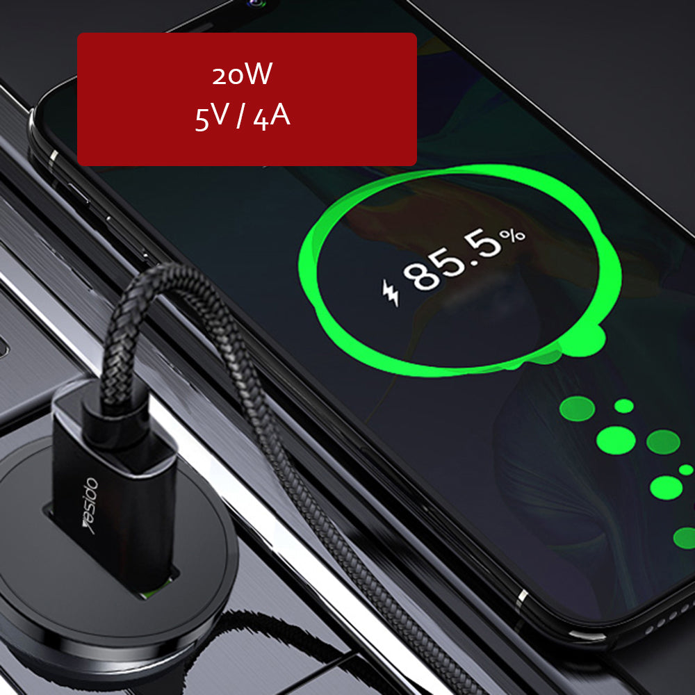 Auto nabíjačka Yesido Y38, 18W, 3A, 1 x USB-A, Čierna