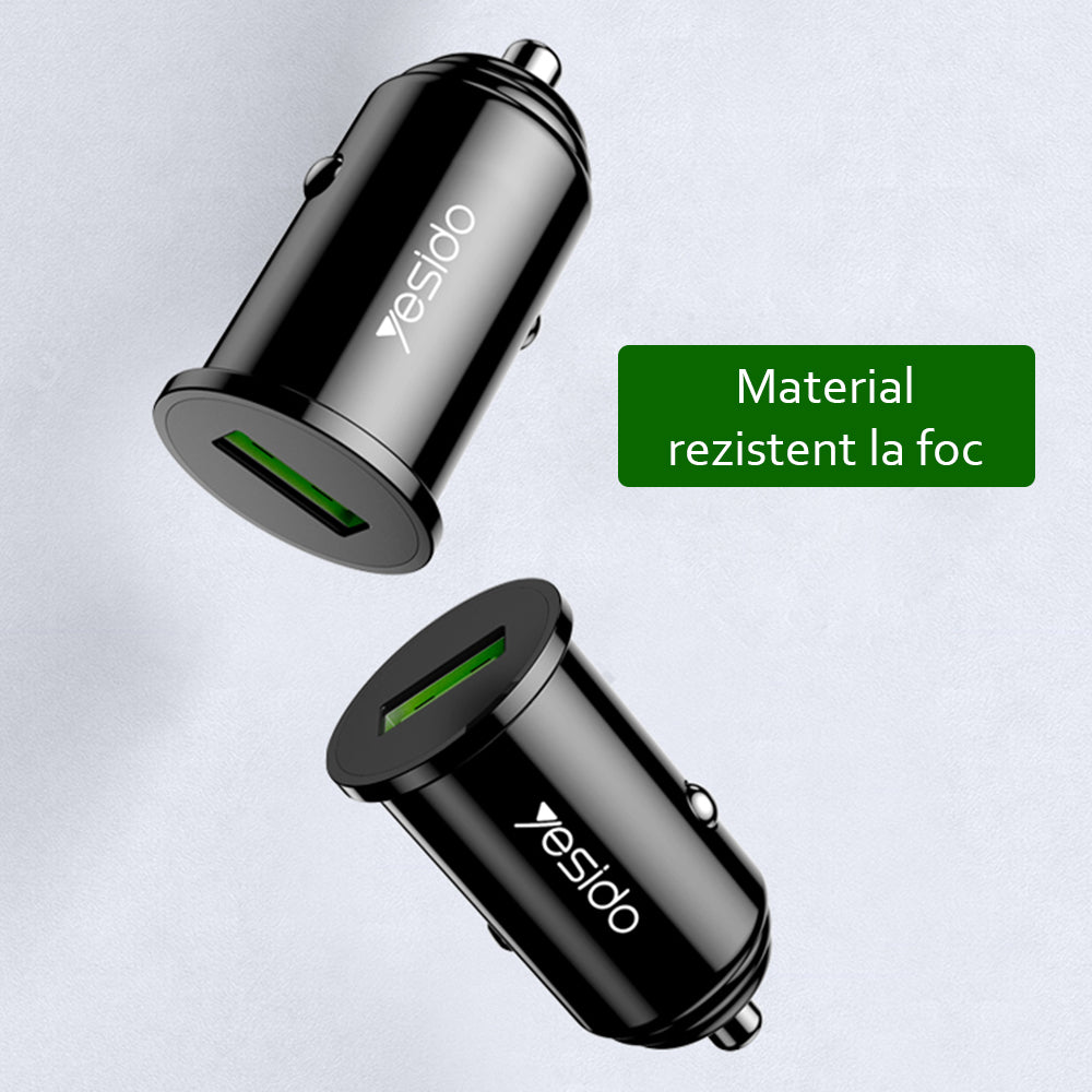 Auto nabíjačka Yesido Y38, 18W, 3A, 1 x USB-A, Čierna