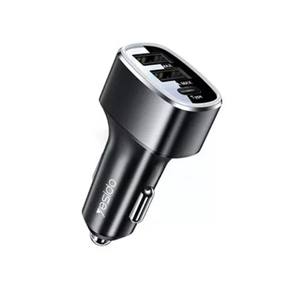 Auto nabíjačka Yesido Y47, 49W, 3A, 2 x USB-A - 1 x USB-C, Čierna