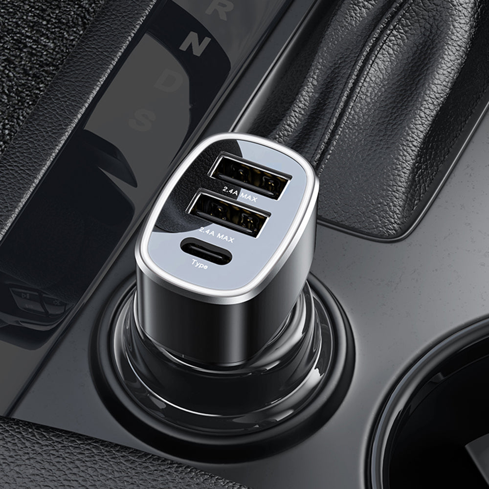 Auto nabíjačka Yesido Y47, 49W, 3A, 2 x USB-A - 1 x USB-C, Čierna