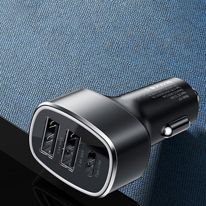 Auto nabíjačka Yesido Y47, 49W, 3A, 2 x USB-A - 1 x USB-C, Čierna