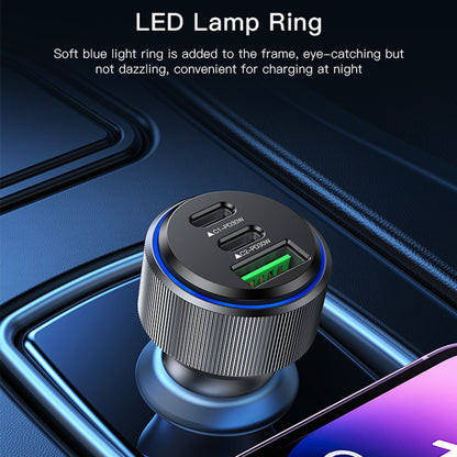 Auto nabíjačka Yesido Y50, 60W, 3A, 1 x USB-A - 2 x USB-C, Čierna