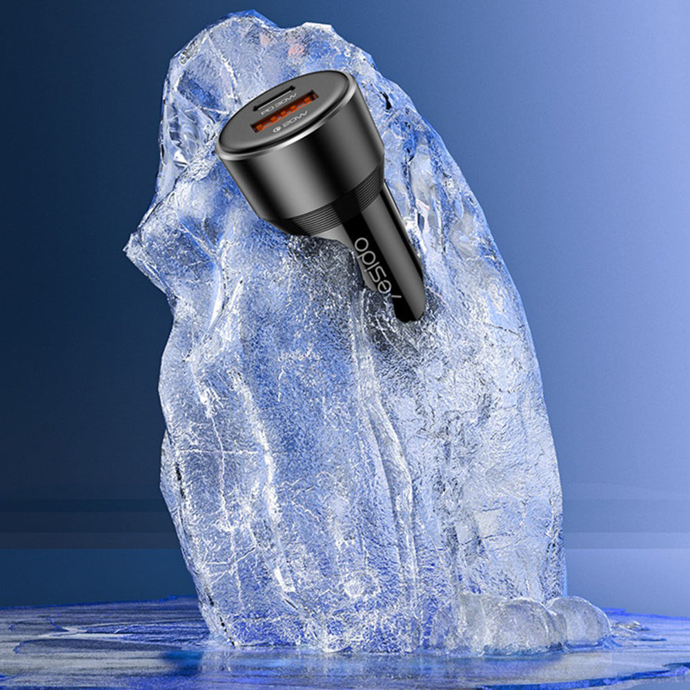 Auto nabíjačka Yesido Y64, 50W, 3A, 1 x USB-A - 1 x USB-C, Čierna