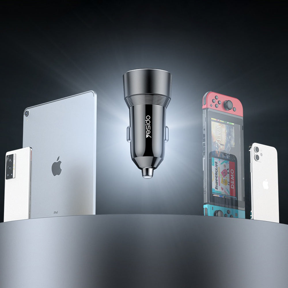 Auto nabíjačka Yesido Y64, 50W, 3A, 1 x USB-A - 1 x USB-C, Čierna