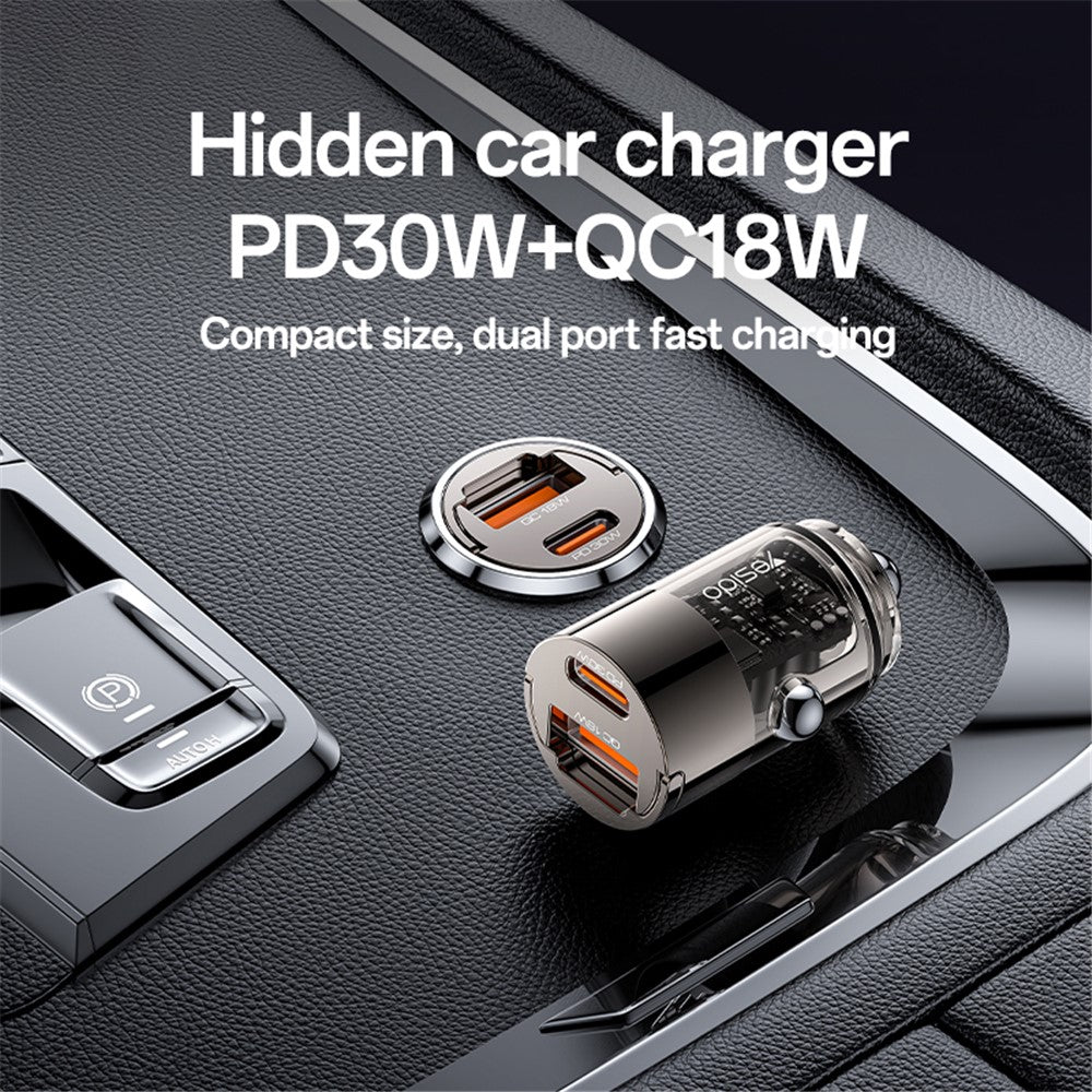Auto nabíjačka Yesido Y68, 30W, 3A, 1 x USB-A - 1 x USB-C, Čierna
