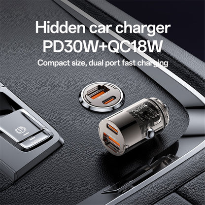 Auto nabíjačka Yesido Y68, 30W, 3A, 1 x USB-A - 1 x USB-C, Čierna