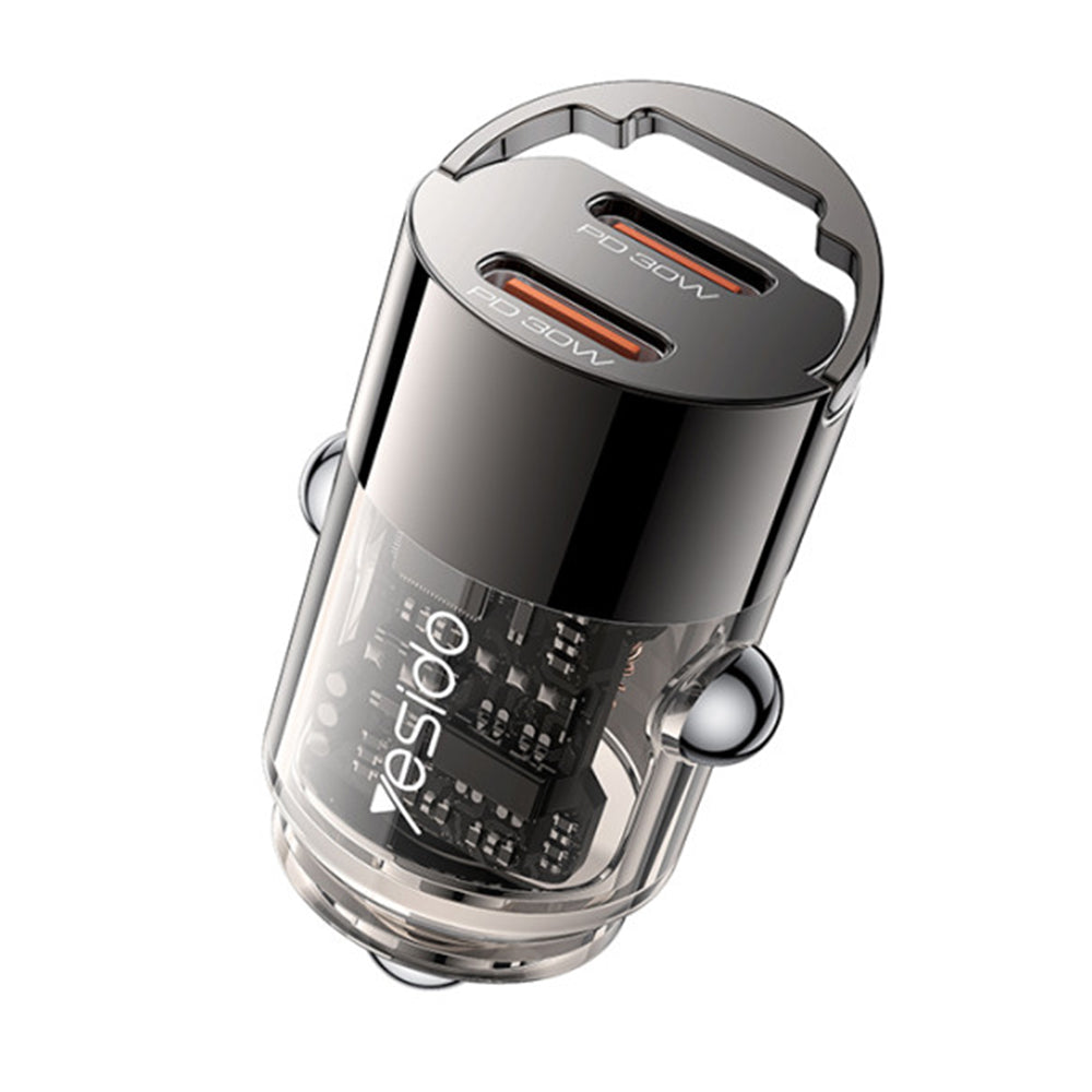 Auto nabíjačka Yesido Y69, 30W, 3A, 2 x USB-C, Čierna