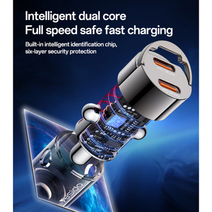 Auto nabíjačka Yesido Y69, 30W, 3A, 2 x USB-C, Čierna