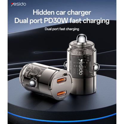 Auto nabíjačka Yesido Y69, 30W, 3A, 2 x USB-C, Čierna