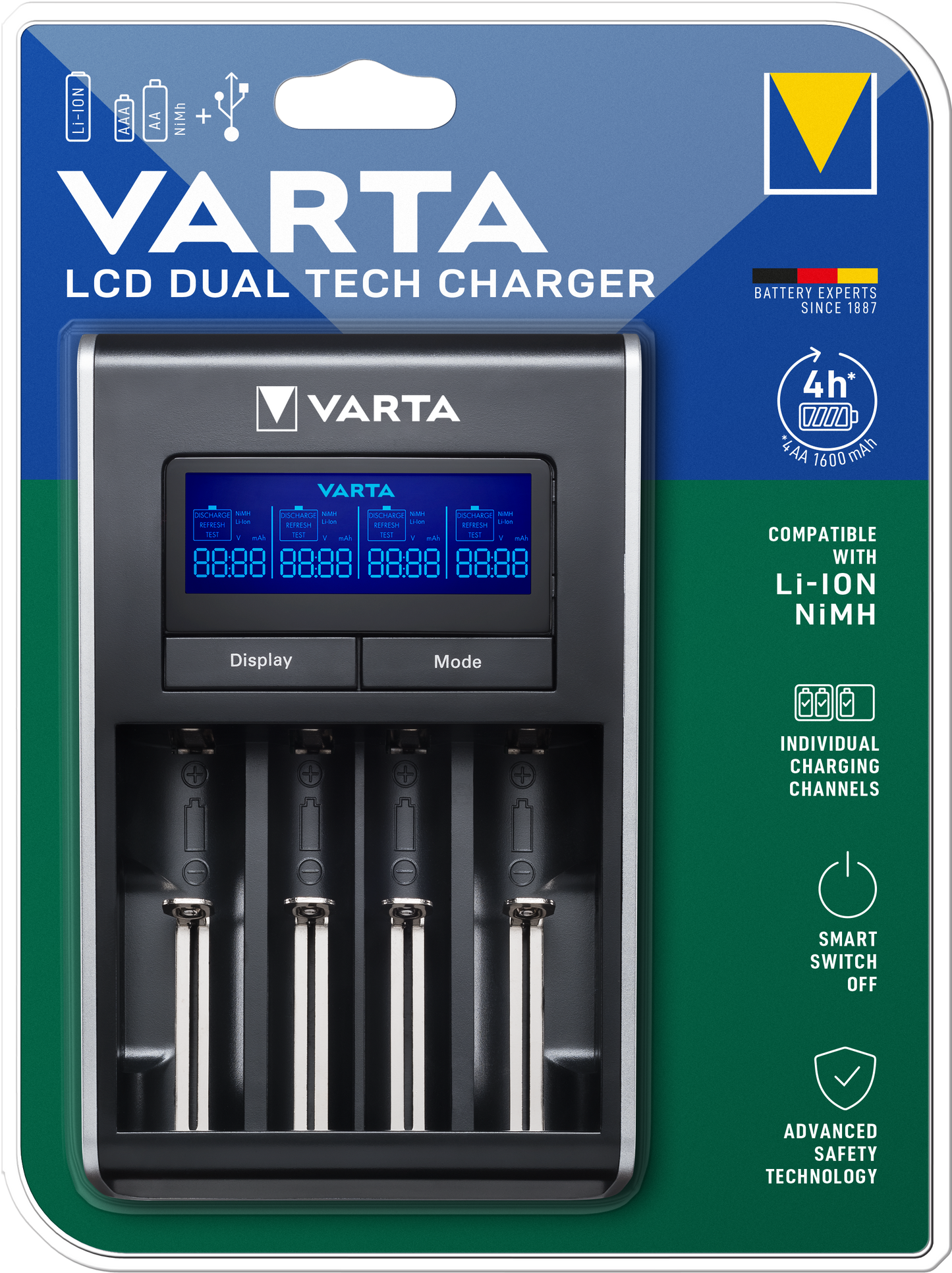 Nabíjačka batérií Varta, AA / AAA, čierna