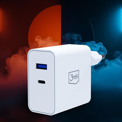 Sieťová nabíjačka 3MK FlowPower, 45W, 1 x USB-A - 1 x USB-C, biela