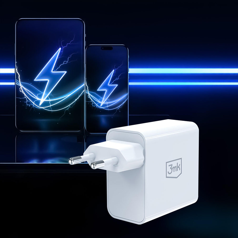 Sieťová nabíjačka 3MK FlowPower, 45W, 1 x USB-A - 1 x USB-C, biela