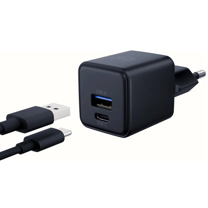 Sieťová nabíjačka 3MK Hyper, 20W, 3A, 1 x USB-A - 1 x USB-C, Čierna