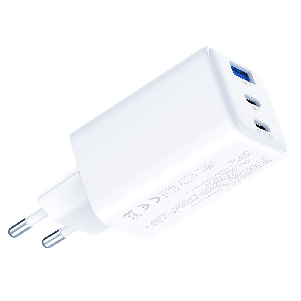 Sieťová nabíjačka 3MK Hyper, 65W, 3.25A, 1 x USB-A - 2 x USB-C, Biela