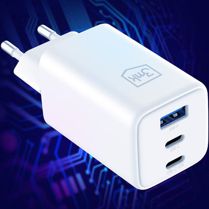 Sieťová nabíjačka 3MK Hyper, 65W, 3.25A, 1 x USB-A - 2 x USB-C, Biela