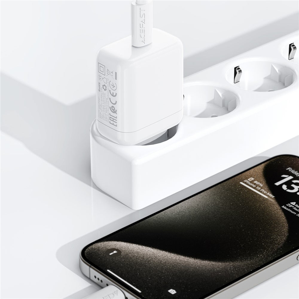 Sieťová nabíjačka Acefast A130, 20W, 3A, 1 x USB-C, Biela