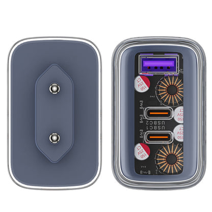 Sieťová nabíjačka Acefast A45 Exploration, 65W, 3.25A, 1 x USB-A - 2 x USB-C, Sivá