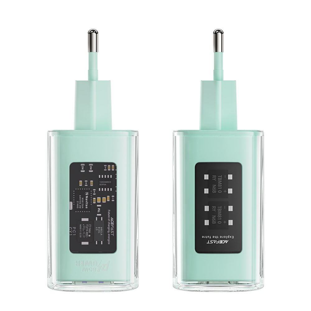 Sieťová nabíjačka Acefast A45 Exploration, 65W, 3.25A, 1 x USB-A - 2 x USB-C, Zelená