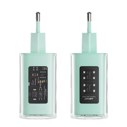 Sieťová nabíjačka Acefast A45 Exploration, 65W, 3.25A, 1 x USB-A - 2 x USB-C, Zelená