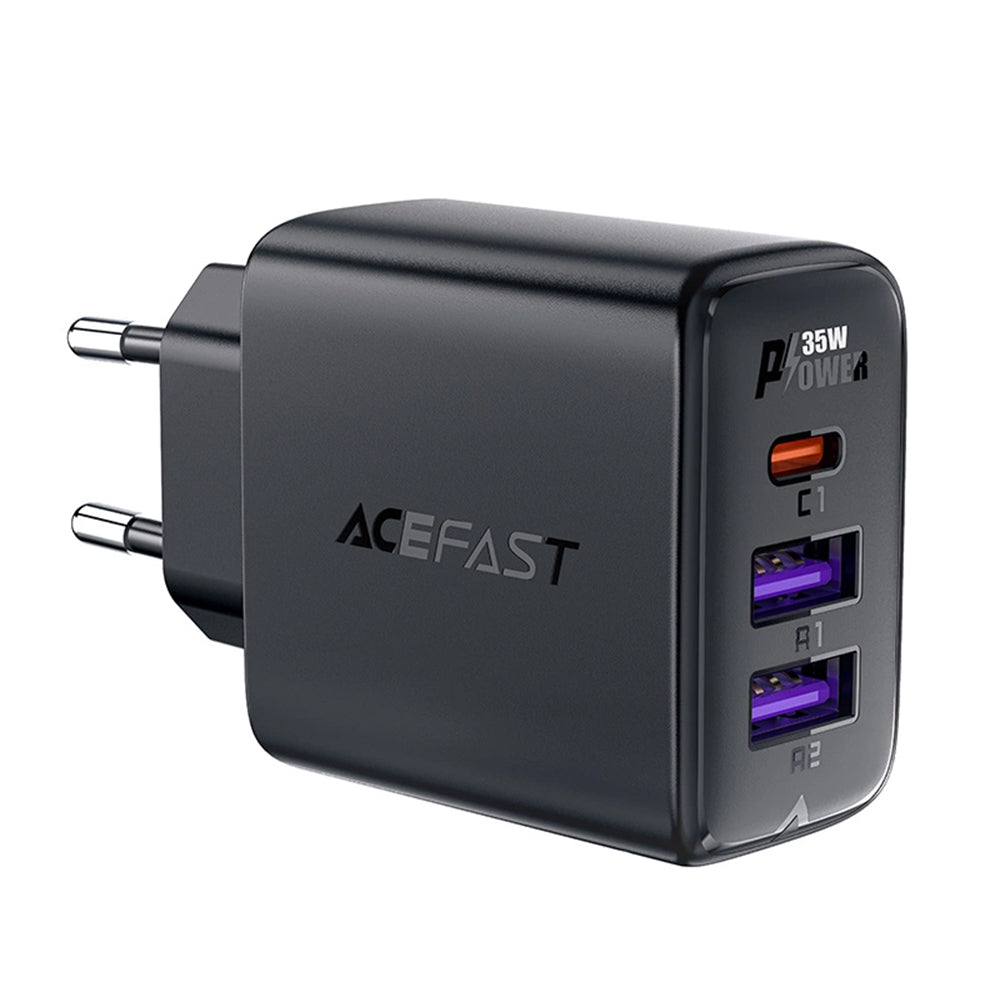 Sieťová nabíjačka Acefast A57, 35W, 3A, 2 x USB-A - 1 x USB-C, Čierna