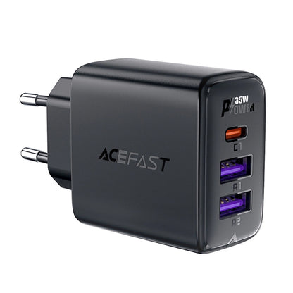 Sieťová nabíjačka Acefast A57, 35W, 3A, 2 x USB-A - 1 x USB-C, Čierna