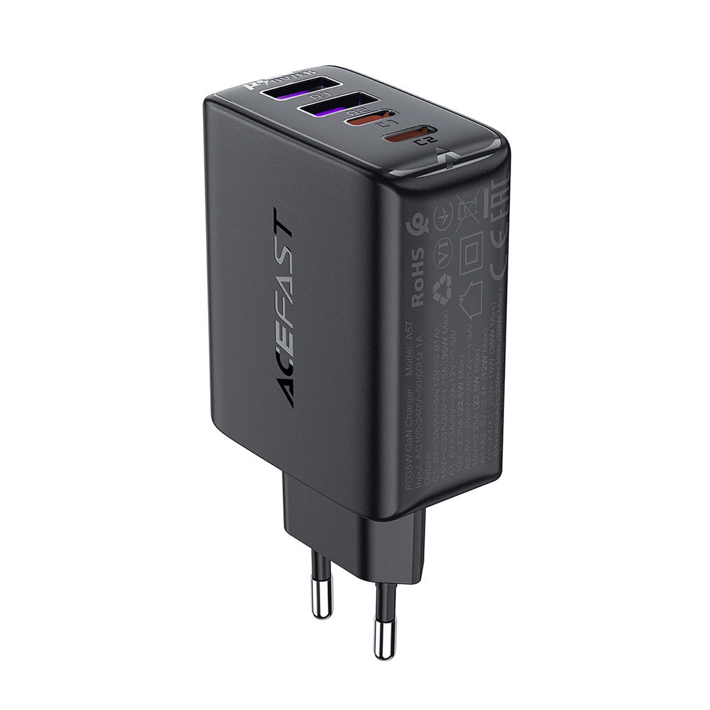 Sieťová nabíjačka Acefast A61, 45W, 3A, 2 x USB-A - 2 x USB-C, čierna