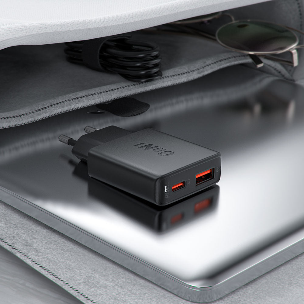 Acefast A69 Network Charger, 30W, 3A, 1 x USB-A - 1 x USB-C, Black