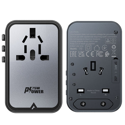 Sieťová nabíjačka Acefast Travel Z1, 75W, 3.35A, 2 x USB-A - 3 x USB-C, Čierna