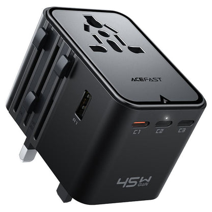 Sieťová nabíjačka Acefast Z8 Travel, 45W, 3A, 2 x USB-A - 3 x USB-C, Čierna