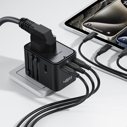 Sieťová nabíjačka Acefast Z8 Travel, 45W, 3A, 2 x USB-A - 3 x USB-C, Čierna