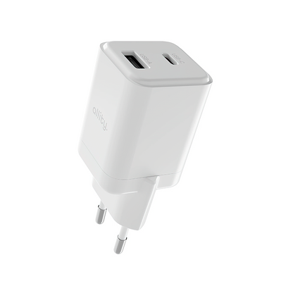 Sieťová nabíjačka Allity. ATC-01-30WAC Mini, 30W, 3A, 1 x USB-A - 1 x USB-C, Biela