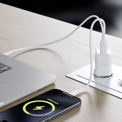 Sieťová nabíjačka Allity. ATC-01-30WAC Mini, 30W, 3A, 1 x USB-A - 1 x USB-C, Biela