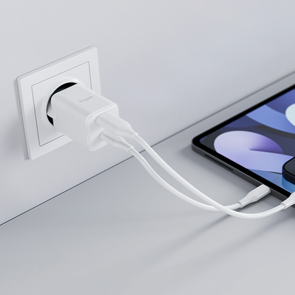 Sieťová nabíjačka Allity. ATC-01-30WAC Mini, 30W, 3A, 1 x USB-A - 1 x USB-C, Biela