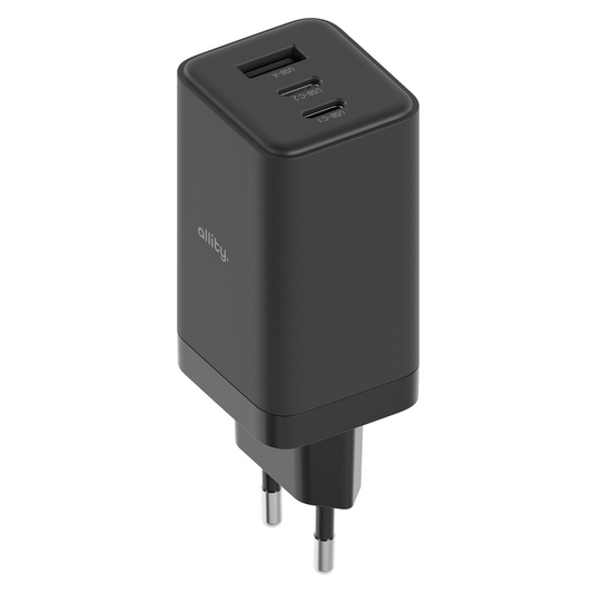 Sieťová nabíjačka Allity. ATC-01-65WACC Fast, 65W, 3.25A, 1 x USB-A - 2 x USB-C, Čierna