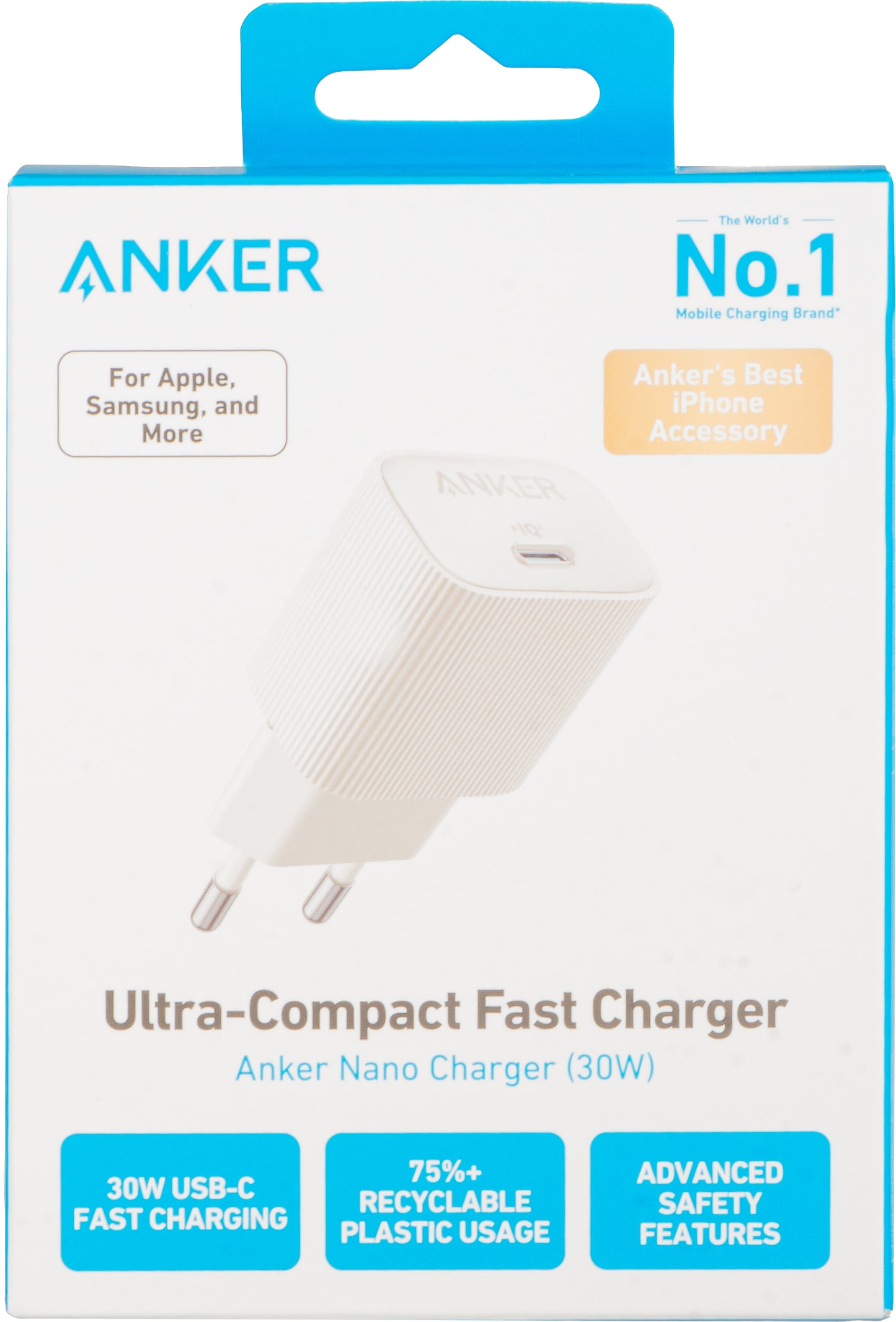 Sieťová nabíjačka Anker 511 Nano 4, 30 W, 3A, 1 x USB-C, biela A2337G21 