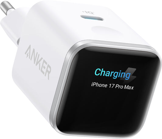 Sieťová nabíjačka Anker Nano Display, 45W, 3A, 1 x USB-C, biela A121DG21