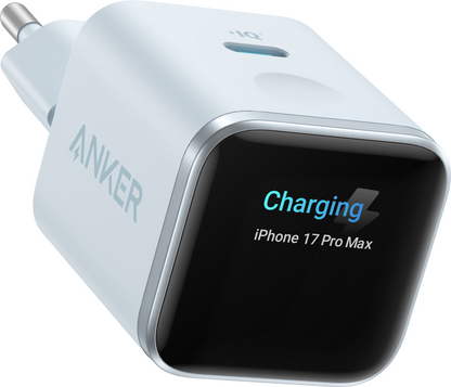 Sieťová nabíjačka Anker Nano Display, 45W, 3A, 1 x USB-C, Modrá A121DG31