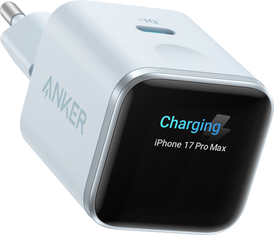 Sieťová nabíjačka Anker Nano Display, 45W, 3A, 1 x USB-C, Modrá A121DG31