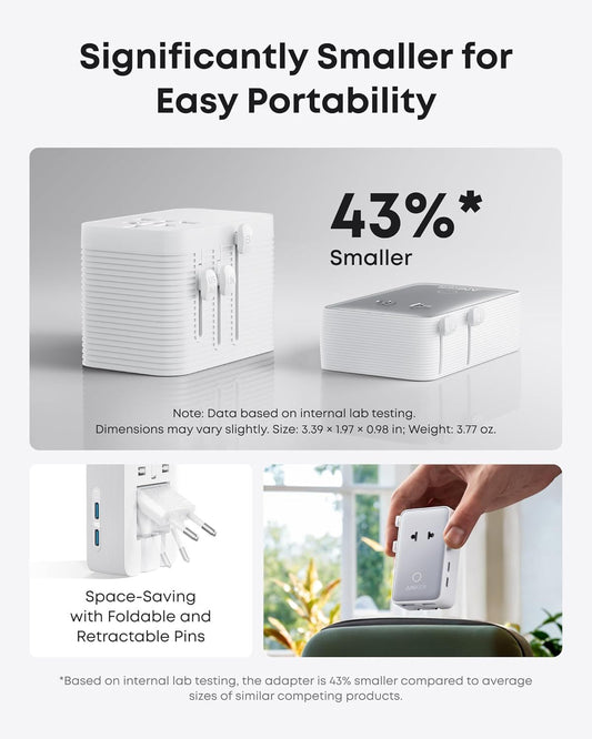 Sieťová nabíjačka Anker Nano Travel, 20W, 3A, 2 x USB-A - 2 x USB-C, Biela A9215H21