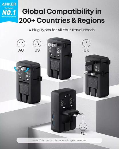 Anker Nano Travel Network Charger, 20W, 3A, 2 x USB-A - 2 x USB-C, Black A9215H11