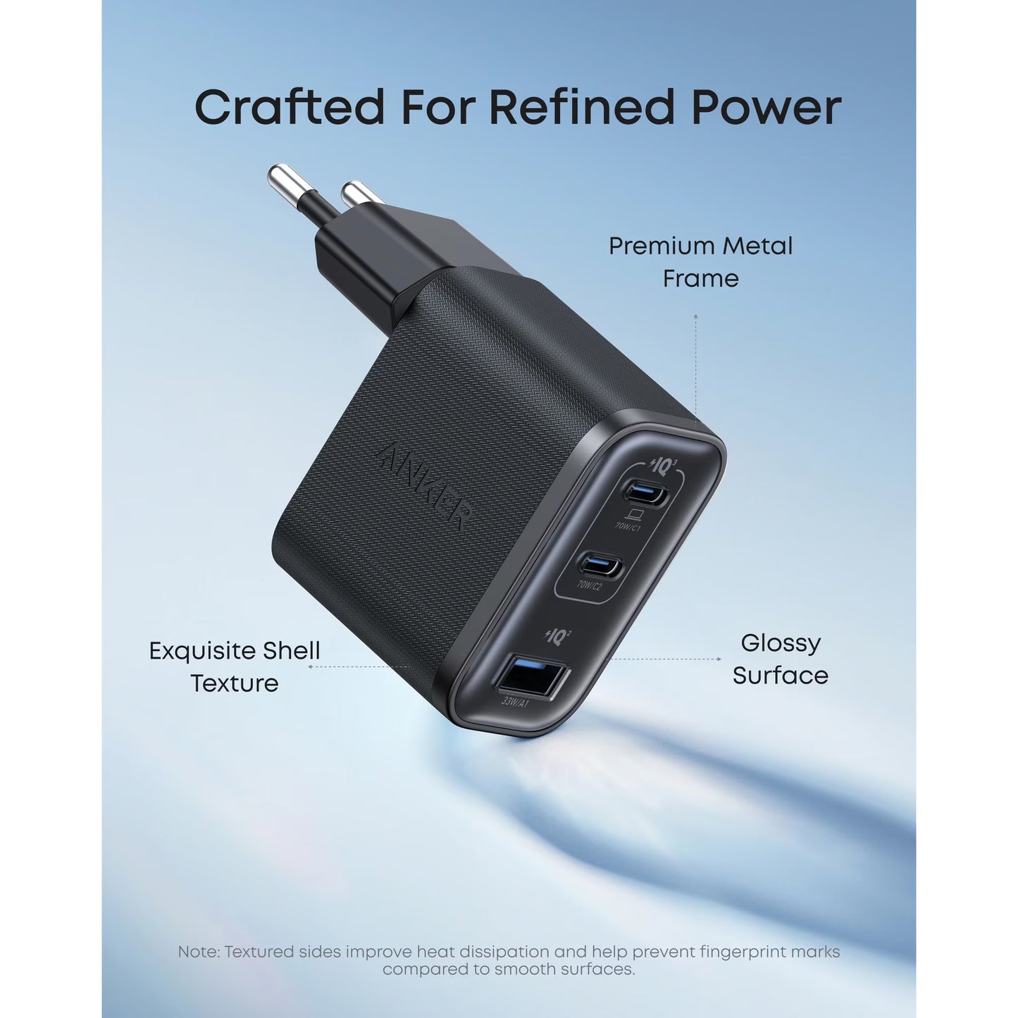 Sieťová nabíjačka Anker Nano, 70W, 3.5A, 1 x USB-A - 2 x USB-C, Čierna A121AL11