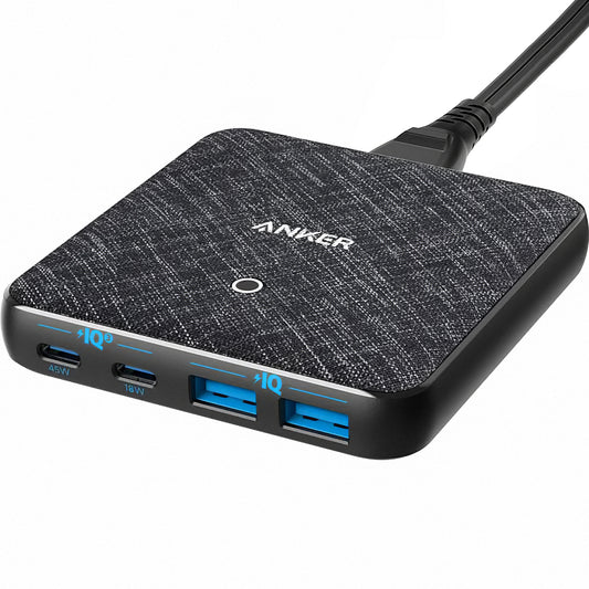 Nabíjačka Stanica Anker PowerPort Atom III, 65W, 3A, 2 x USB-A - 2 x USB-C, Čierna A2046G12