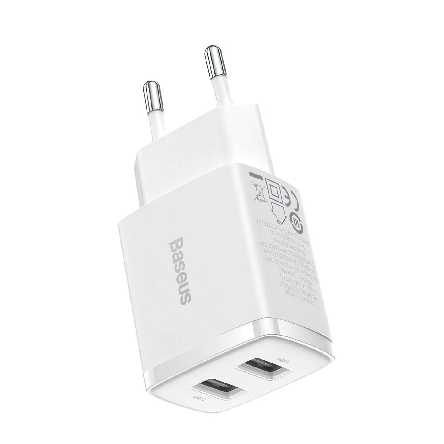 Sieťová nabíjačka Baseus Compact, 10.5W, 2.1A, 2 x USB-A, Biela CCXJ010202
