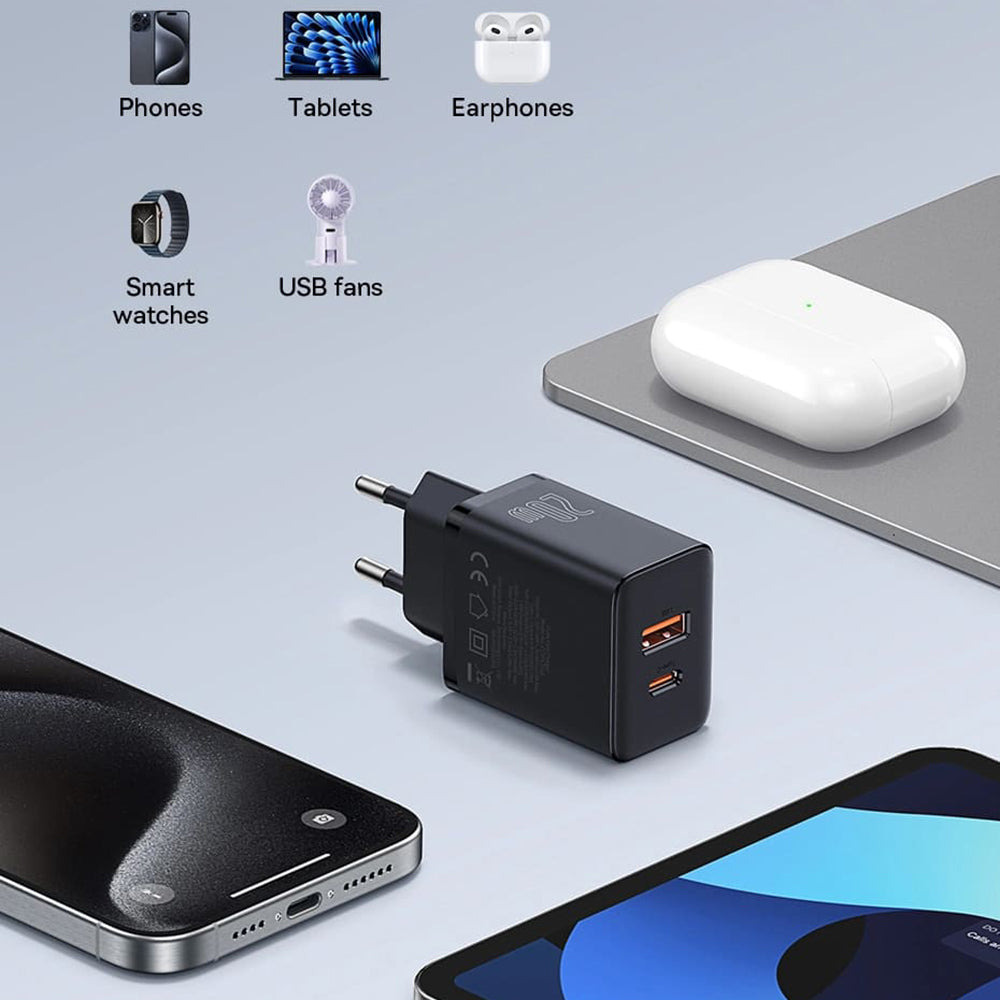 Sieťová nabíjačka Baseus Cube, 20W, 3A, 1 x USB-A - 1 x USB-C, Biela P10111403213-00