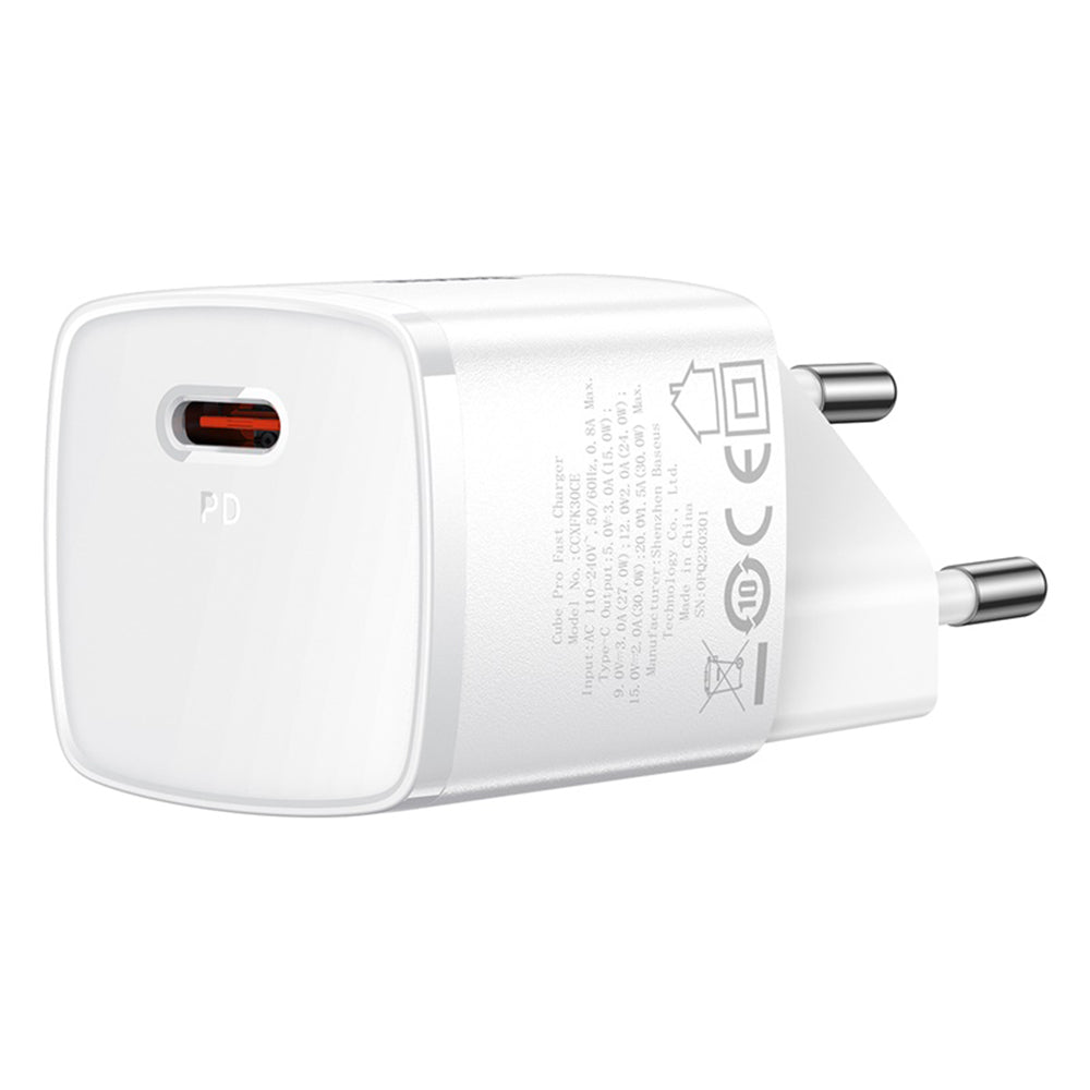Sieťová nabíjačka Baseus Cube Pro, 30W, 3A, 1 x USB-C, Biela CCXF000302