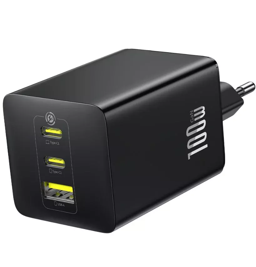 Sieťová nabíjačka Baseus EnerFill FE11, 100W, 5A, 1 x USB-A - 2 x USB-C, Sivá P10182102123
