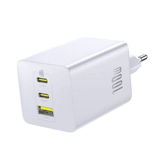 Sieťová nabíjačka Baseus EnerFill FE11, 100W, 5A, 1 x USB-A - 2 x USB-C, Biela P10182102213-00