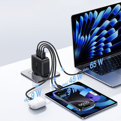 Sieťová nabíjačka Baseus EnerFill FH11, 140W, 5A, 1 x USB-A - 3 x USB-C, Čierna E0121J00